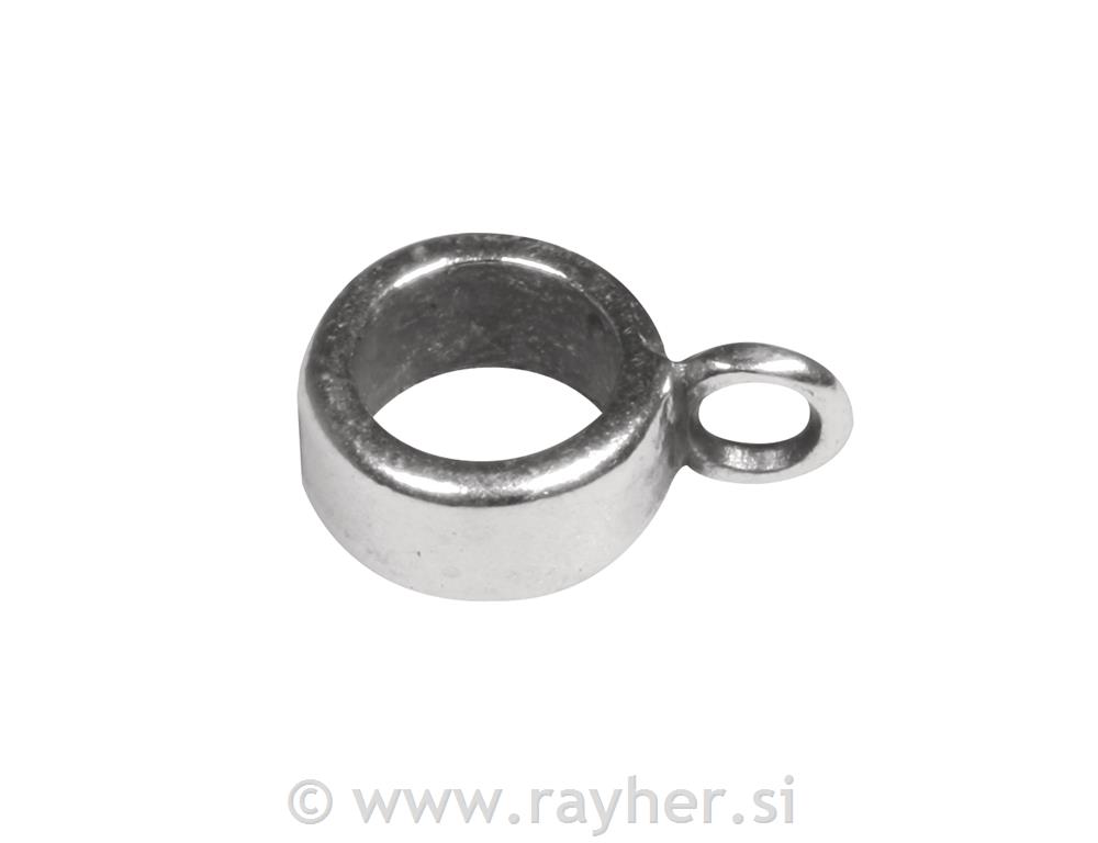 Metalni element za vješanje, srebrni, okrugli, 8mm o