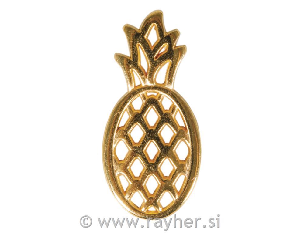 Obesek kovinski Ananas, zlat, 25mm