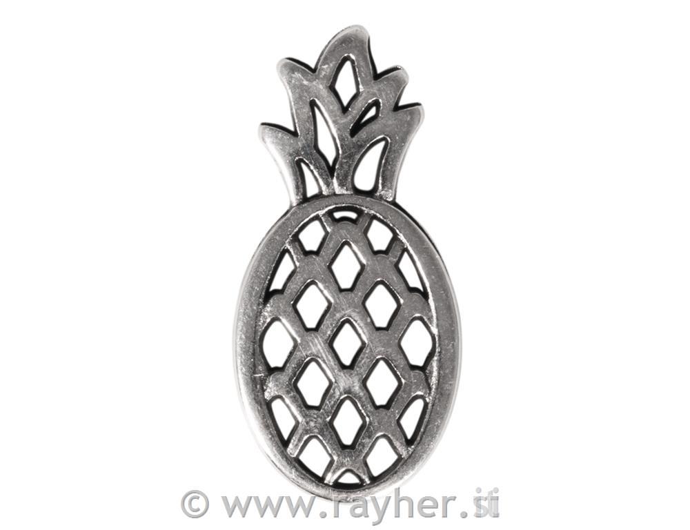 Obesek kovinski Ananas, srebrn, 25mm