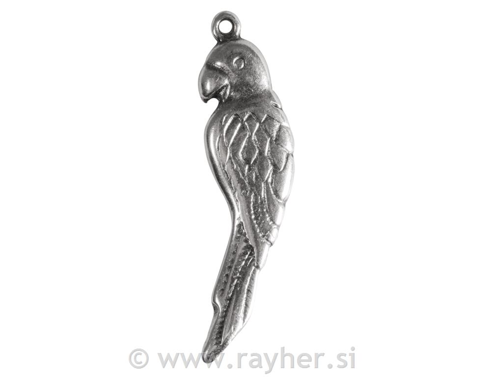 Obesek kovinski Parrot, silver, 35mm