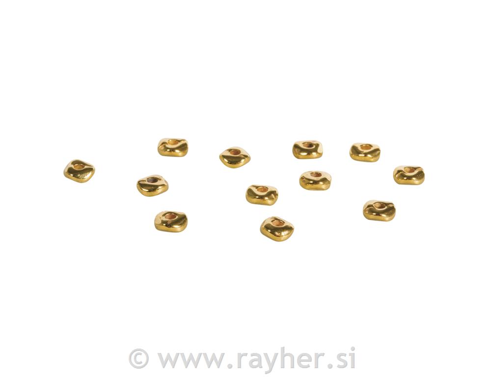 Perla kovinska, zlata, 5x1mm, 1 kos