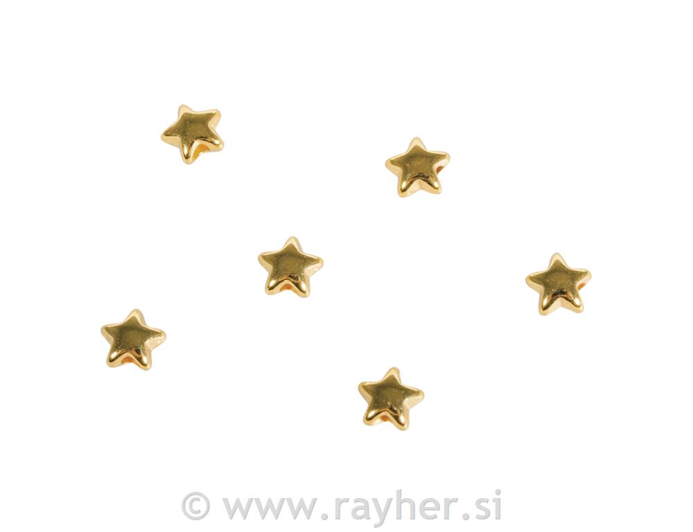 Perla kovinska Star, 5mm, zlata, 1 kos