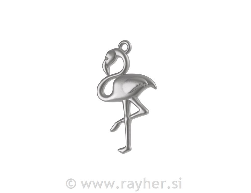 Obesek kovinski Flamingo, srebrn, 27mm