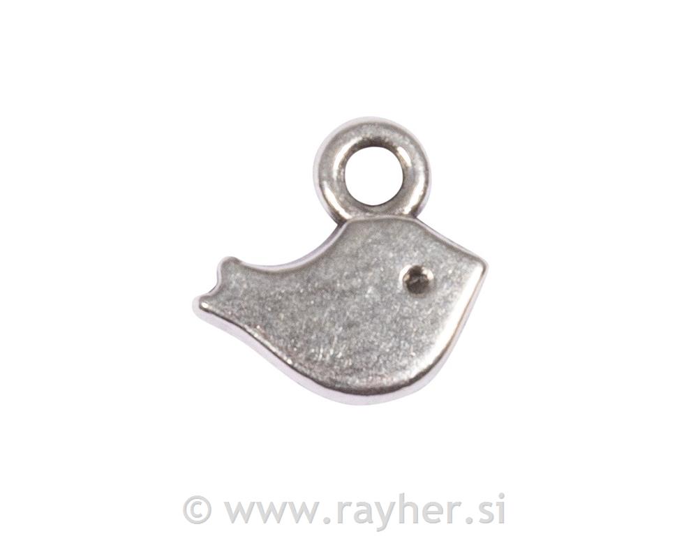 Metallic mini-pendant Bird8x5mm, tab-bag 6pcssilver