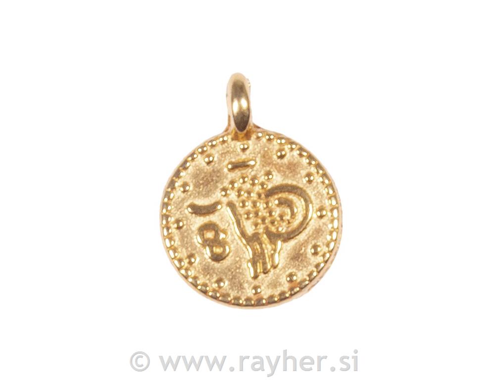 Privjesak met., Dukat, 7.3mm, zlatni, 6