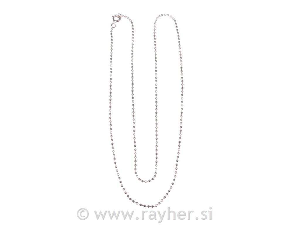 Bead chain, 1.5mm o60cm, tab-bag 1pcsilver