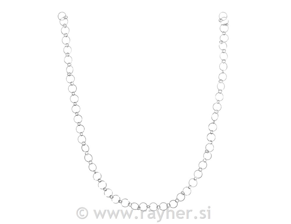 Ogrlica s reljefnim prstenom, srebrna,prsten 10+4mm, 80cm