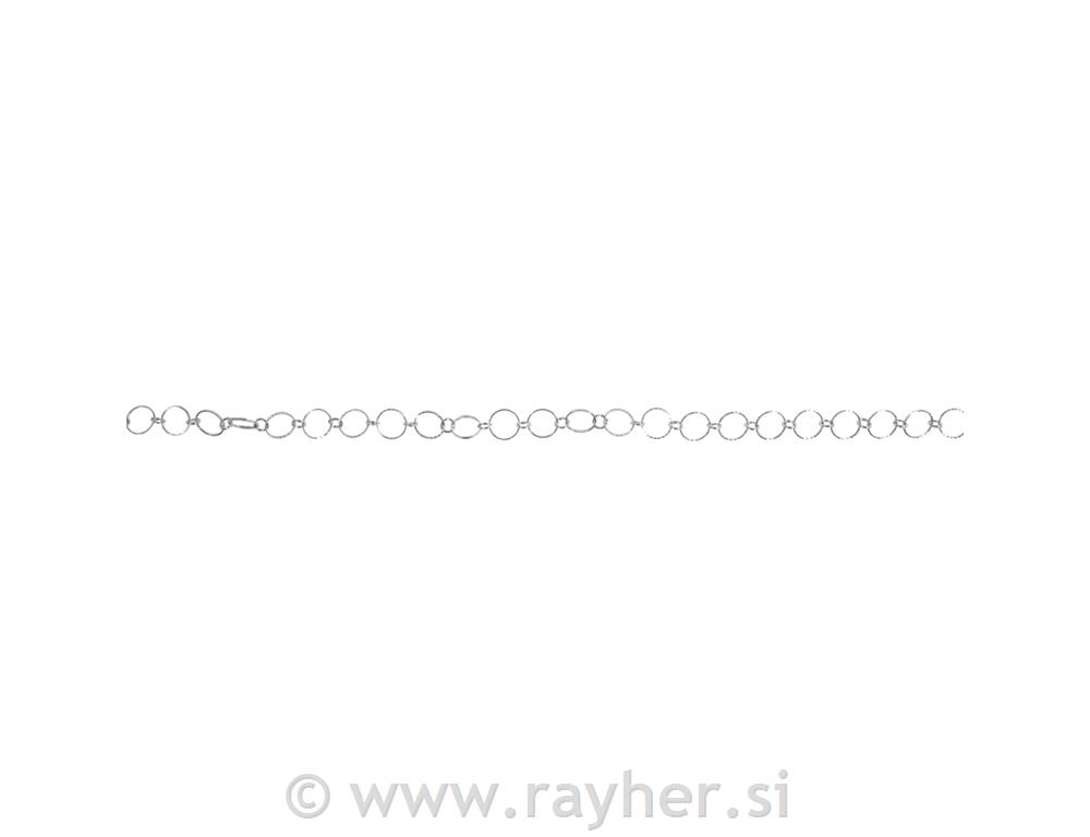 Ogrlica s reljefnim prstenom, srebrna,prsten 10+4mm, 80cm