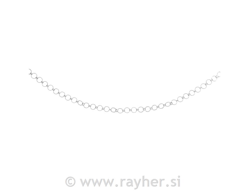 Ogrlica s reljefnim prstenom, srebrna,prsten 10+4mm, 80cm