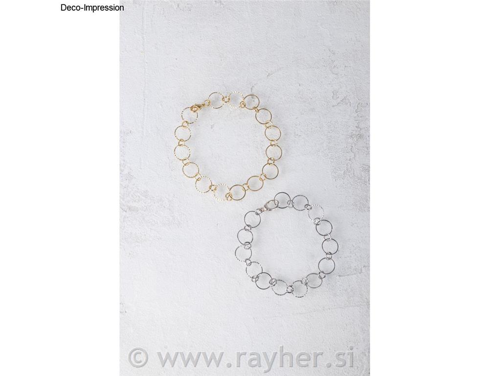 Ogrlica s reljefnim prstenom, srebrna,prsten 10+4mm, 80cm