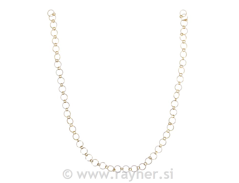 Ogrlica s reljefnim prstenom, zlatna,prsten 10+4mm, 80cm