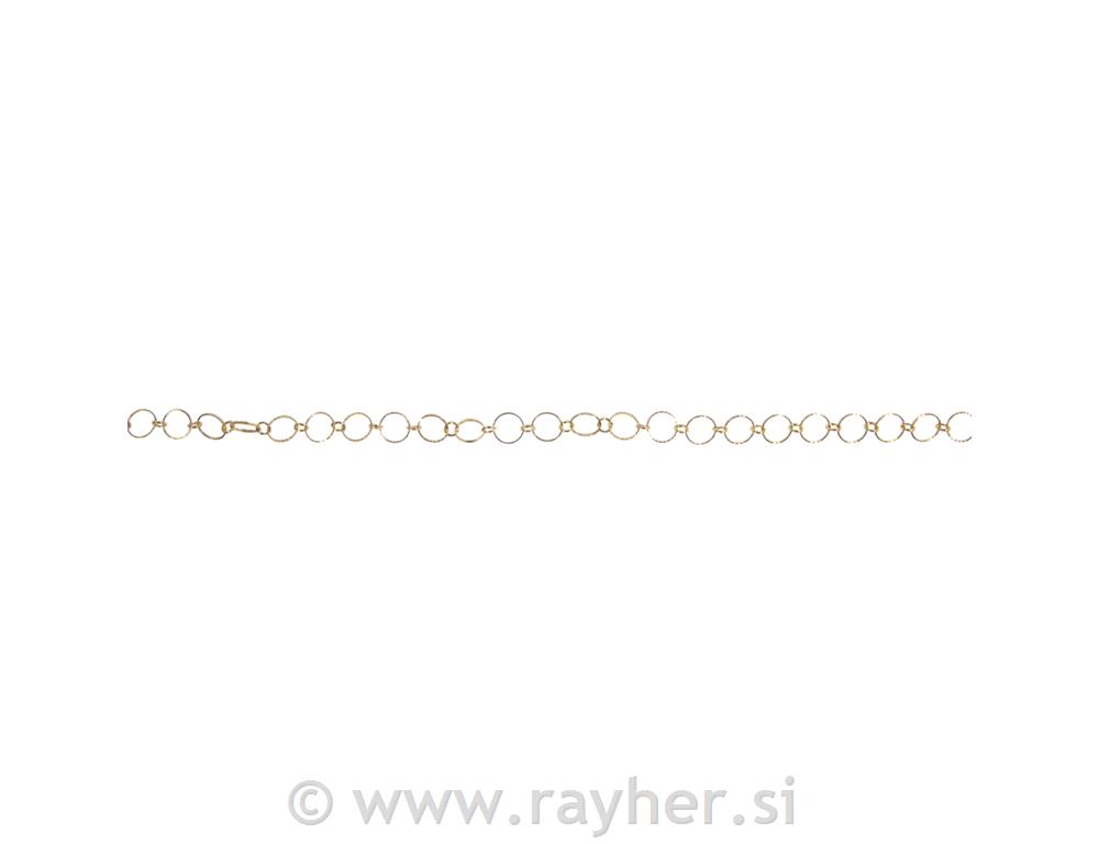 Ogrlica s reljefnim prstenom, zlatna,prsten 10+4mm, 80cm