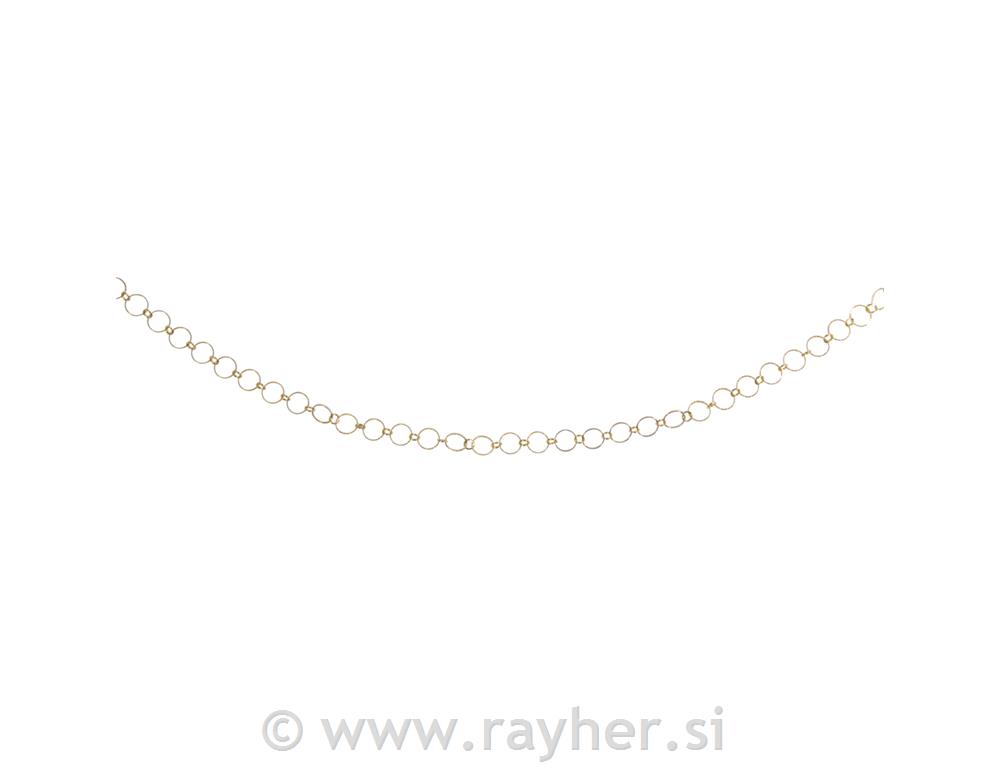 Ogrlica s reljefnim prstenom, zlatna,prsten 10+4mm, 80cm