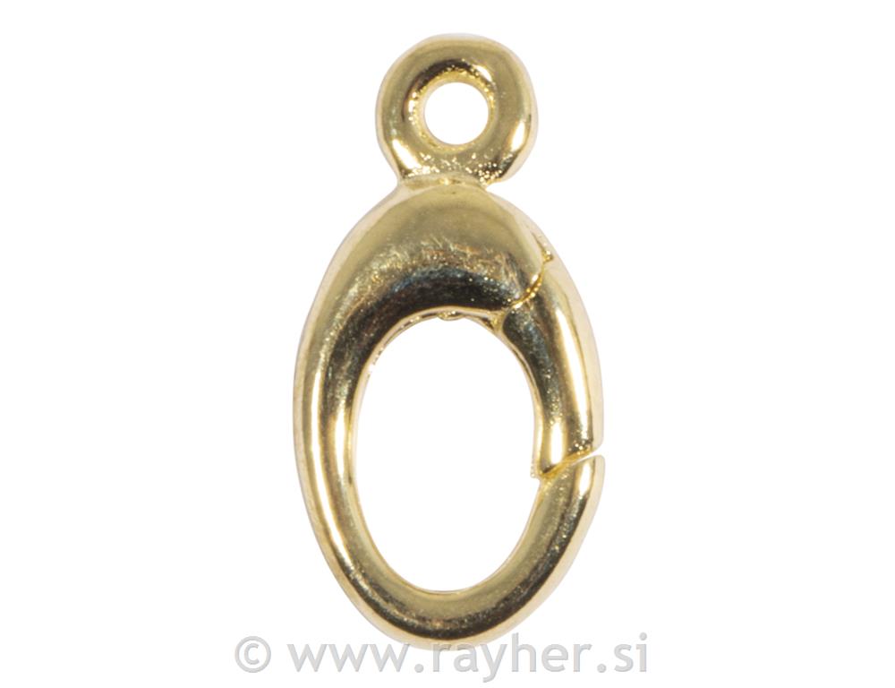 Ovalna kopča, zlatna, 13,5x7 mm, 1 komad