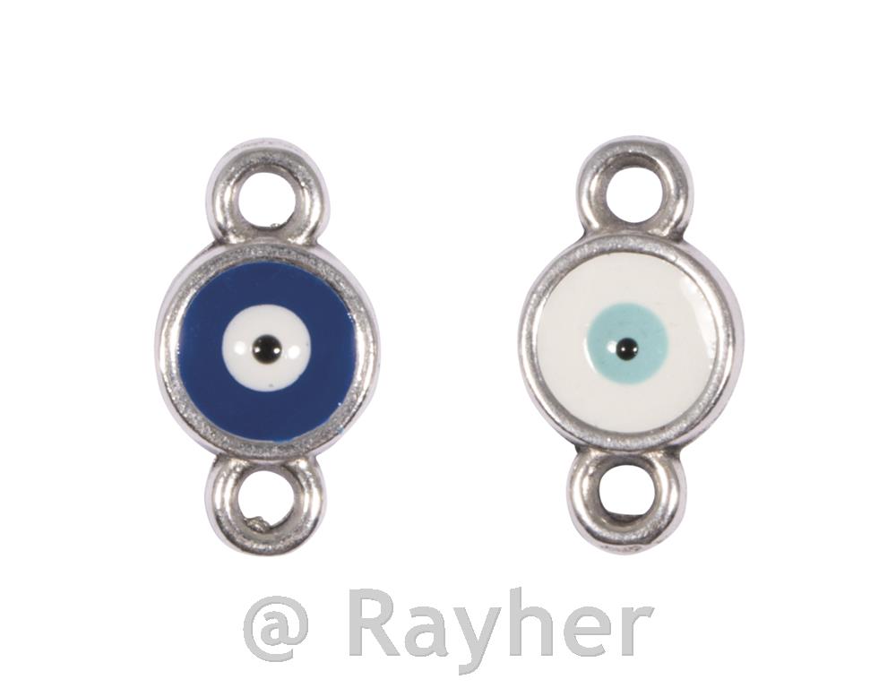 Dekorativni element Evil Eye, srebrni,8 mm, 2 komada