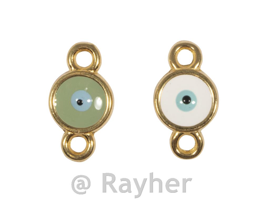 Dekorativni element Evil Eye, zlatni,8 mm, 2 komada