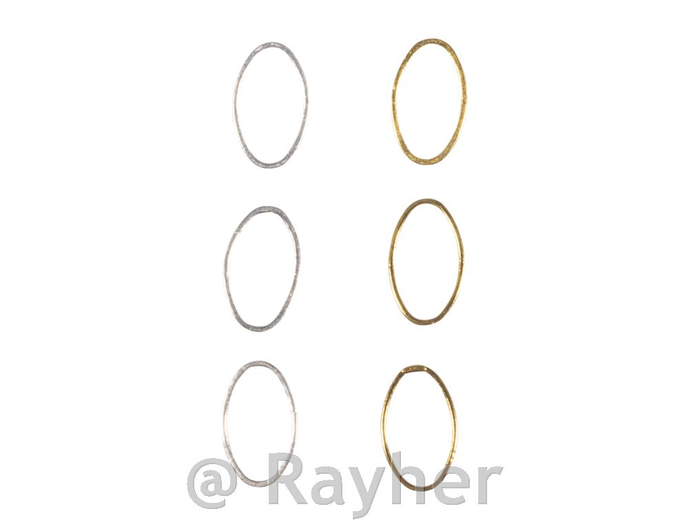 Ovalni dekorativni element3x zlatne, 3x srebrne, 6x10 mm, 6 komada