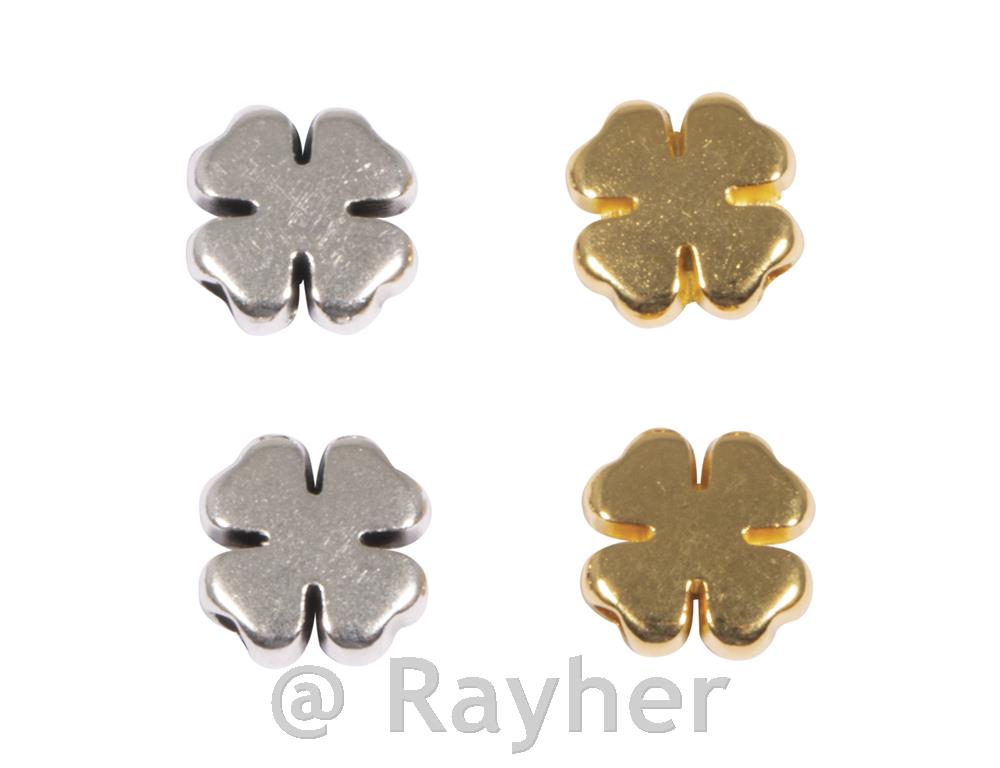 Metalna perla Djetelina2x zlatne, 2x srebrne, 8 mm, 4 komada