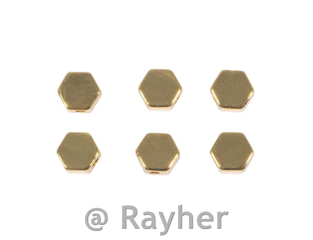Metalne perle šesterokutne, zlatne5 mm, 6 komada