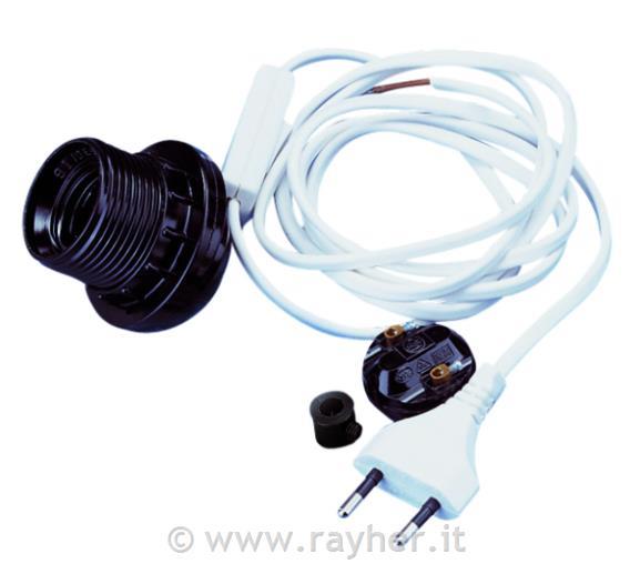 Električni kabel za luč, E 27, bel, 180 cm dolžine, s stikal