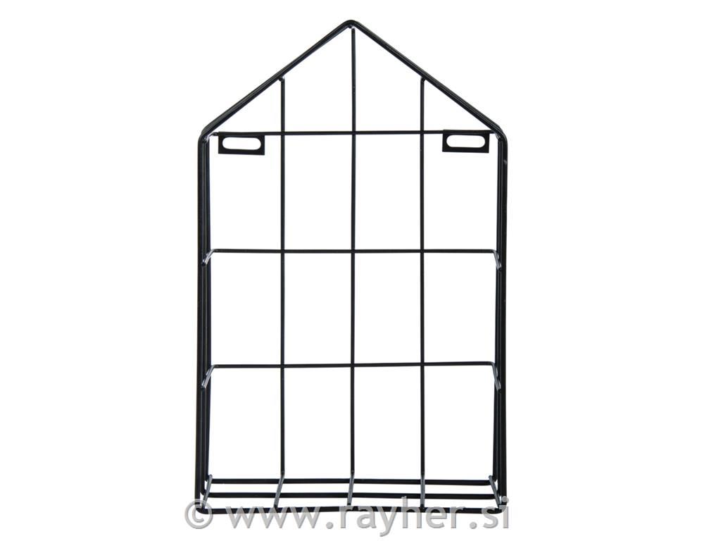 Wire rack House, black, 16x7x25cm, incl.mounting