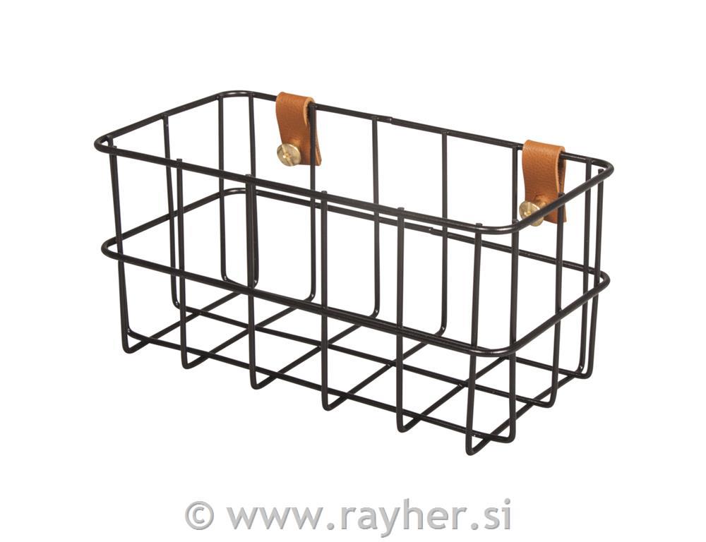 Wire basket, black, 16.5x8x8cm, incl. mounting