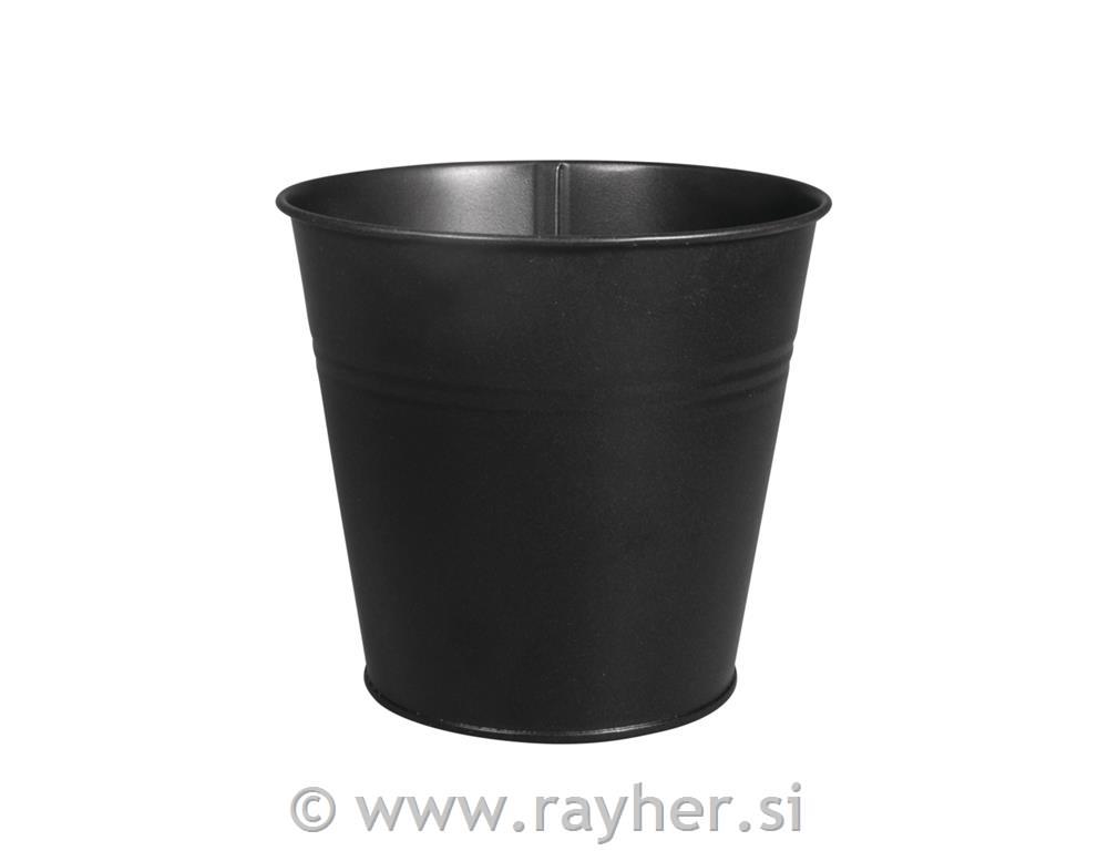 Metalni lončić, 13 cm, crna, gornja 12 cm, donja 9 cm