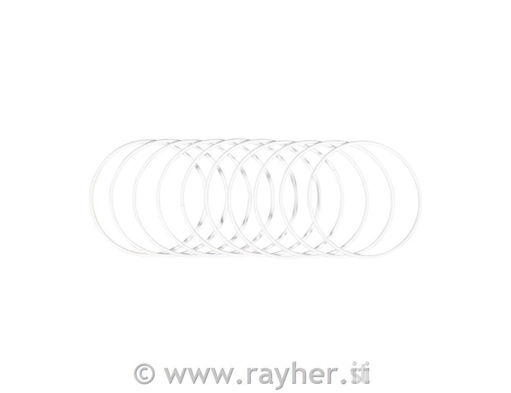 Metalni obruči, 15 cm, bijeli, set 10