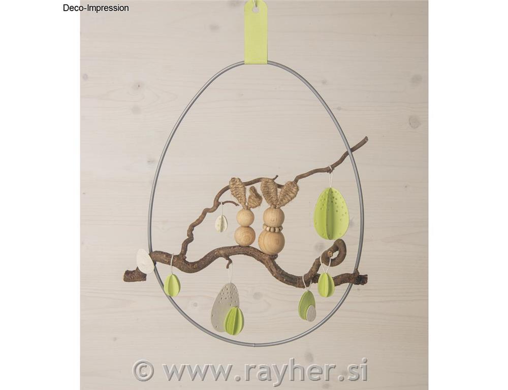 Metalni prsten Jaje, 25 cm, srebro, 18,5x25 cm