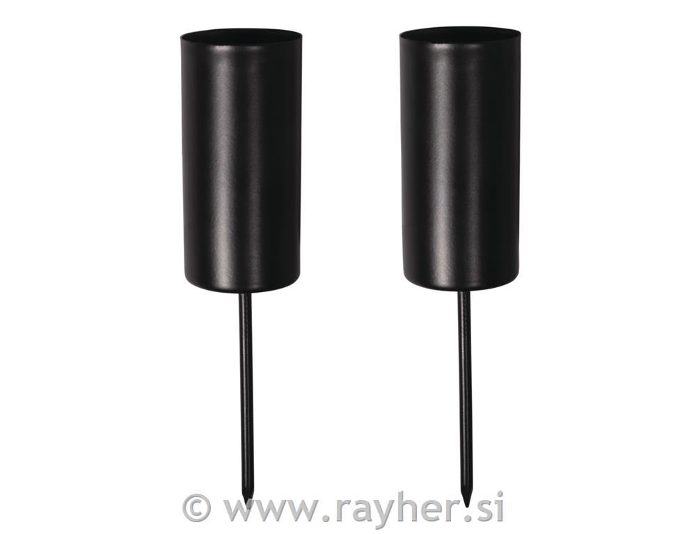 Svijećnjak za adventske svijeće 2,3 cm,visina 5 cm, crni, set 2 kom