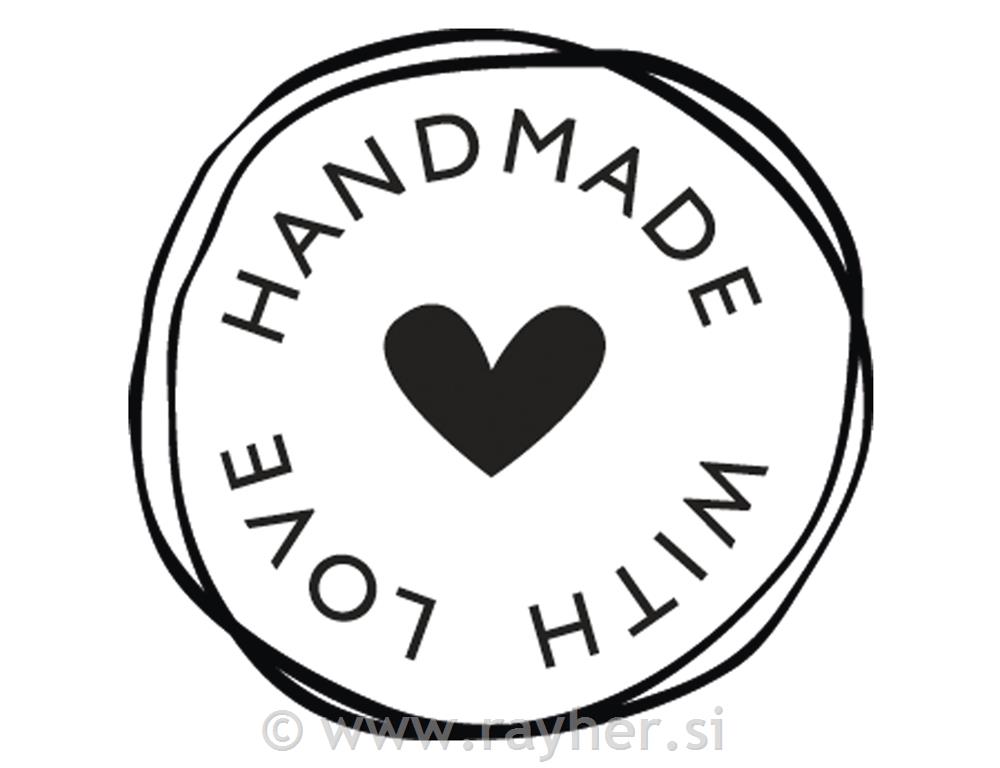 Pečat "Handmade with love”, oko 3 cm