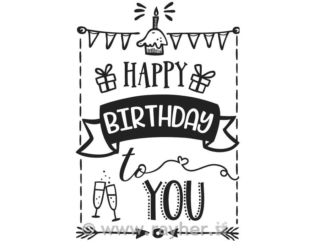 Štampiljka "Happy Birthday", 7x10cm