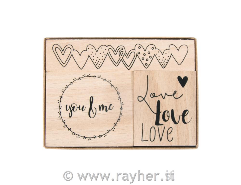 Set pečata "Love", 3.2x3.8cm - 8.1x1.6cm