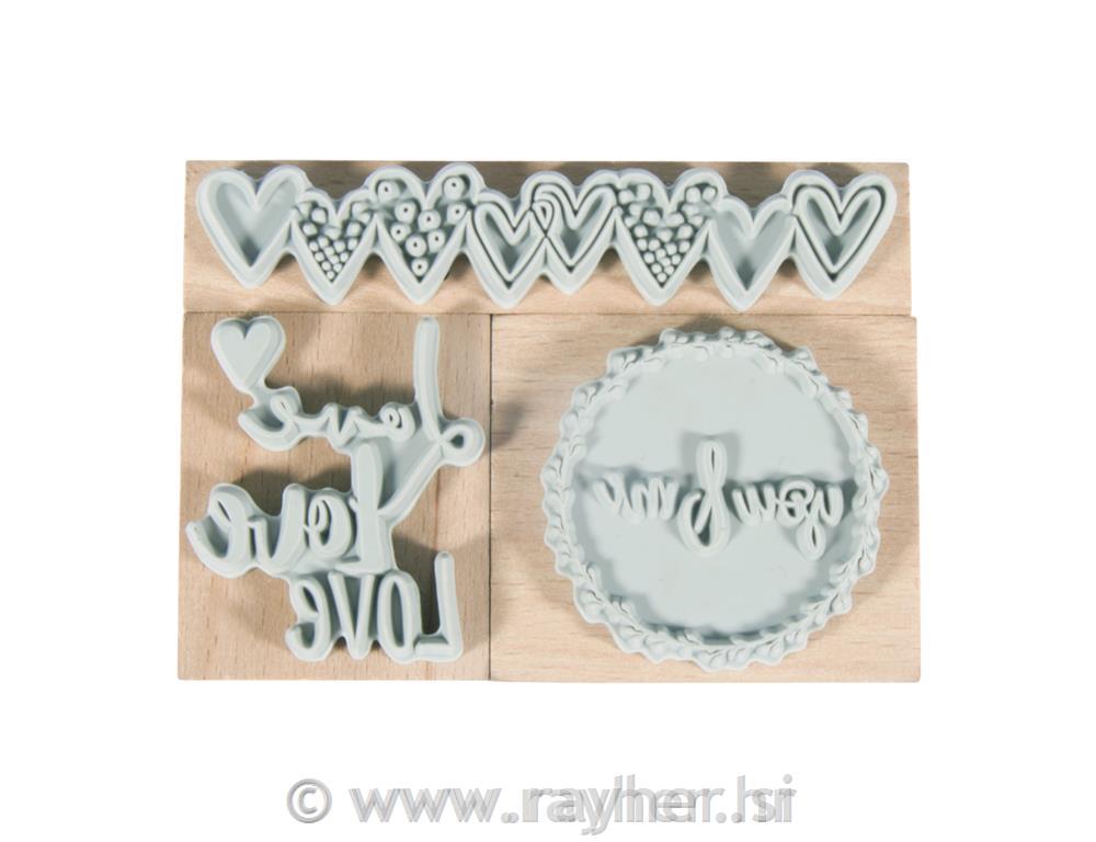 Set pečata "Love", 3.2x3.8cm - 8.1x1.6cm