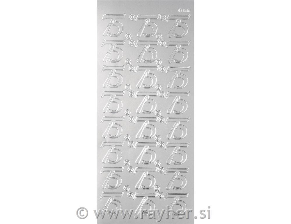 Naljepnice: "75", srebro, 10x23 cm, 1 kom. isključeni