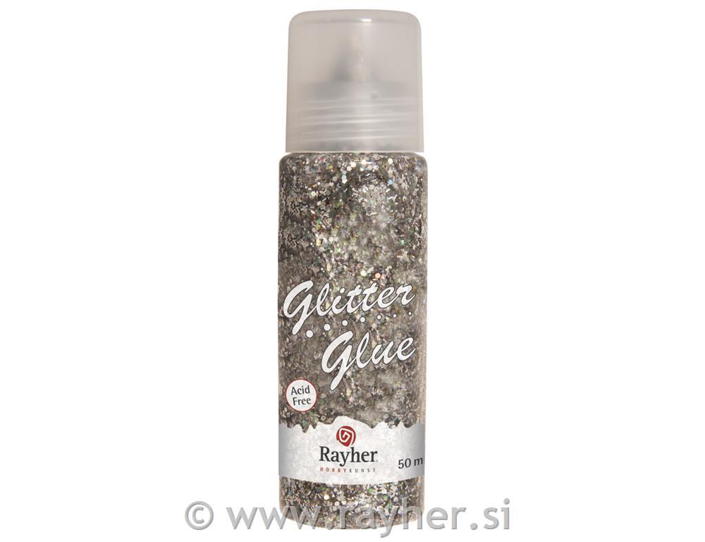 Glitter u ljepilu, grubi, srebro, 50ml