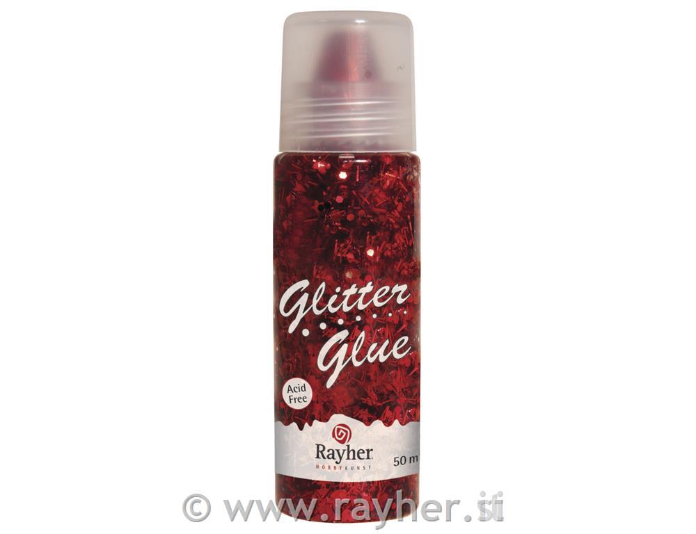 Bleščice v lepilu, nitke, rdeče, 50ml