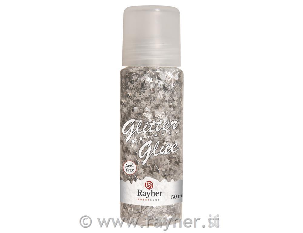 Glitter u ljepilu, filamenti, srebro, 50ml