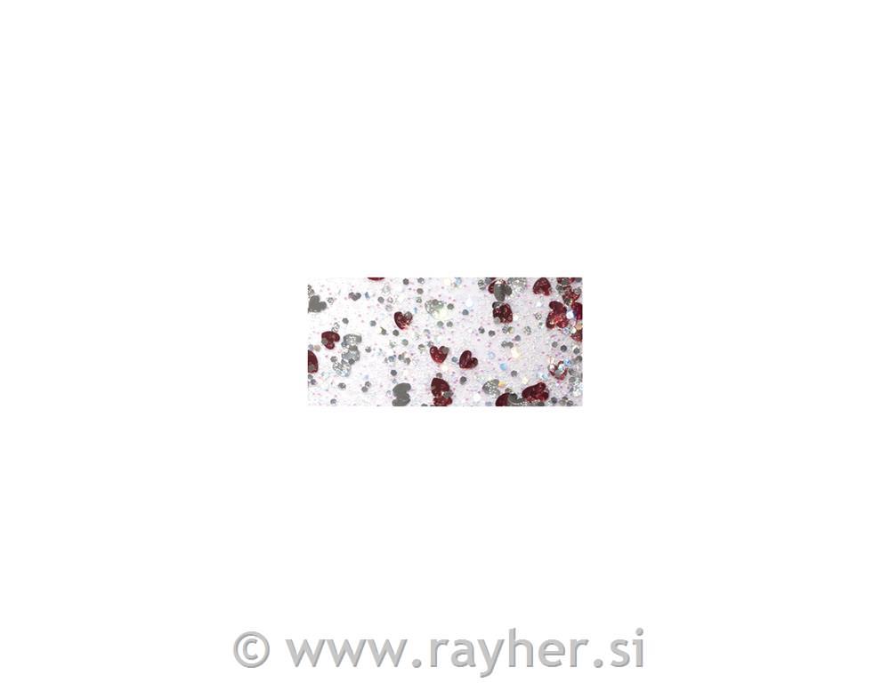 Glitter u ljepilu, srca, crvena / srebrna, 50ml