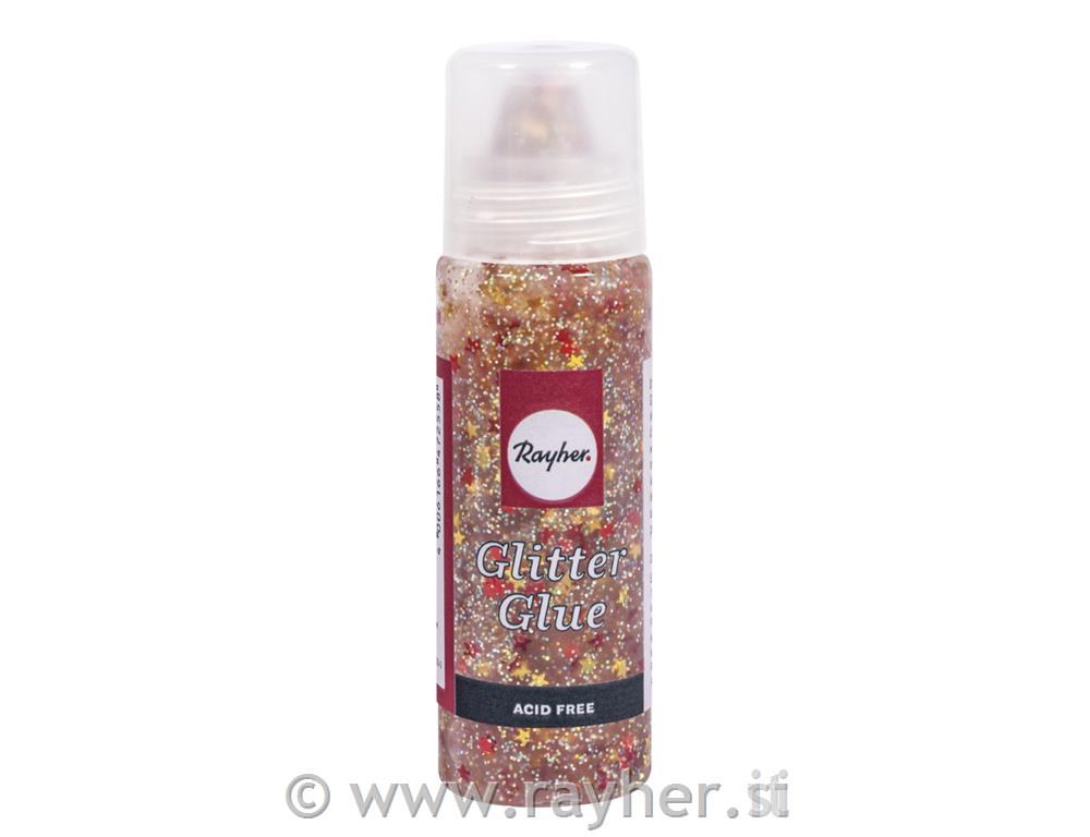 Glitter u ljepilu, zvijezde, crveno / zlatno, 50ml