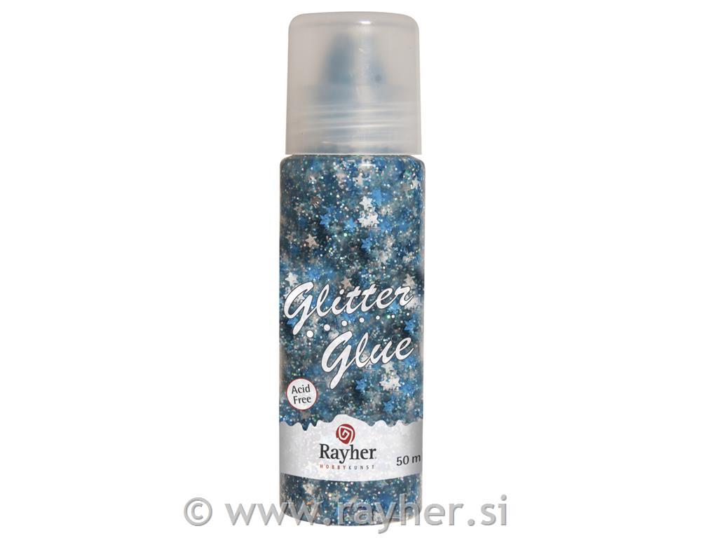 Glitter u ljepilu, zvijezde, plava / srebrna, 50ml