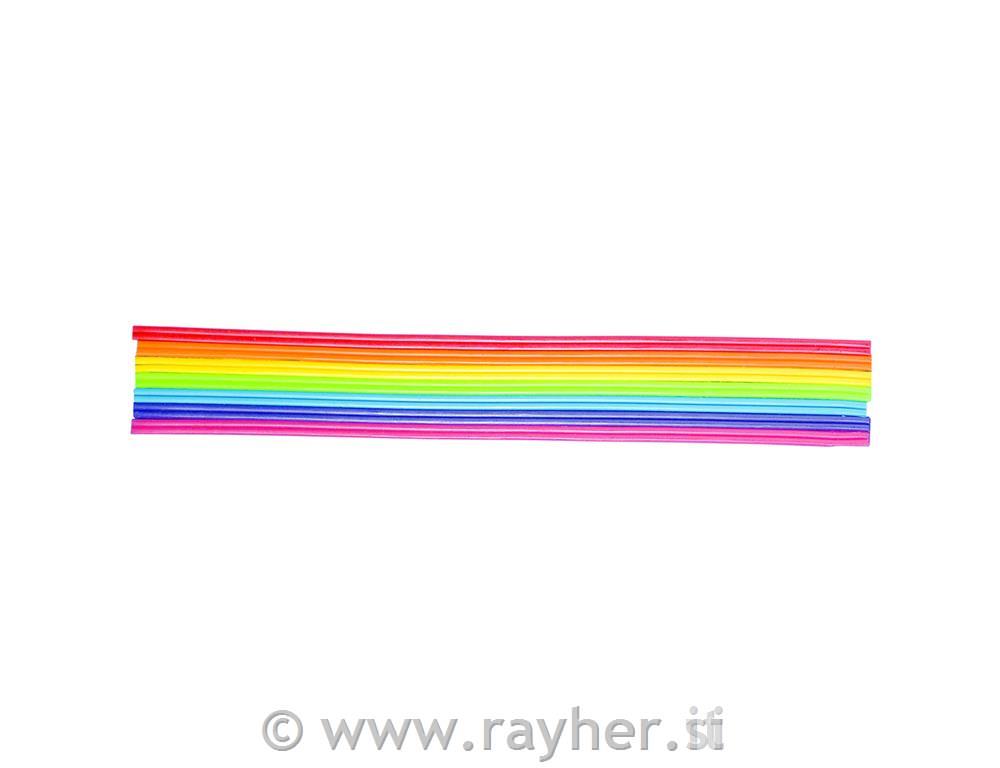 Voščeni trakovi, mavrične črte, 2 mm, 23 cm, 14 kom.
