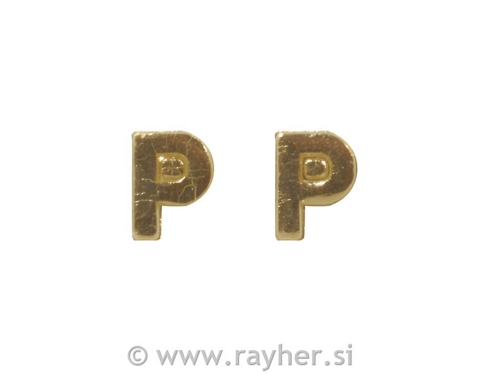 Voščena črka, 9 mm, P, zlata, 2 kom.
