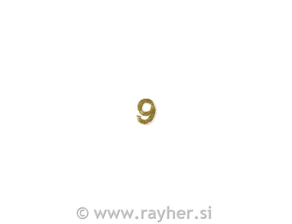 Wax numbers, 9 mm, 9, gold, tab-bag 2 pc