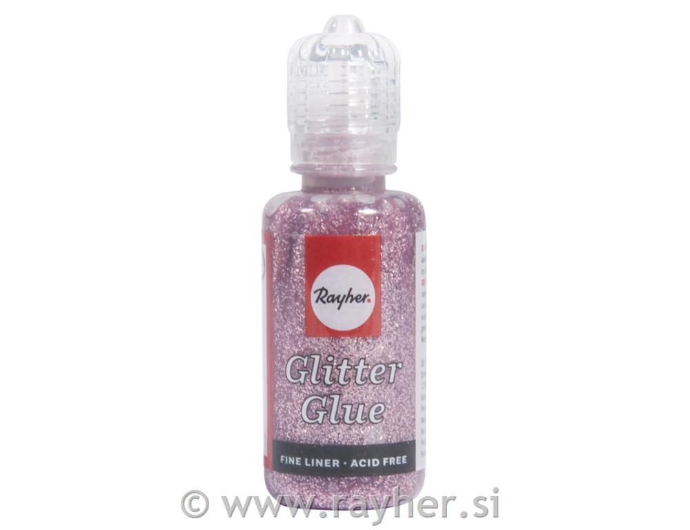 Glitter glue metallic, pale-pink, bottle