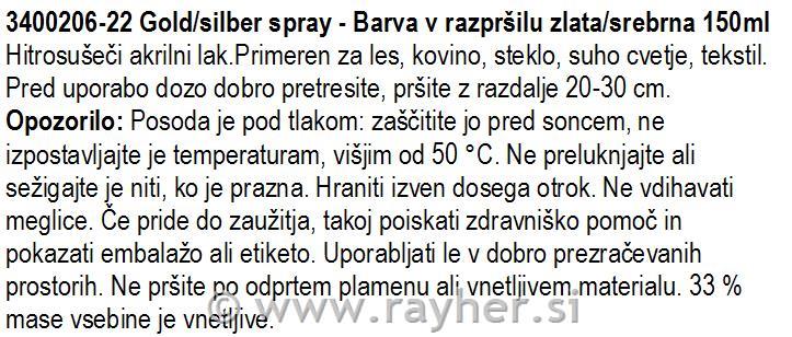 Sprej dekorativni, srebrni, 150 ml, prikladan i za stiropor