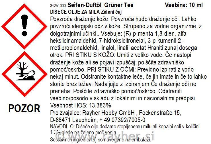 Mirisno ulje za sapun, zeleni čaj, 10ml
