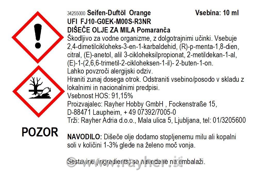 Dišeče olje za milo, Pomaranča, 10ml