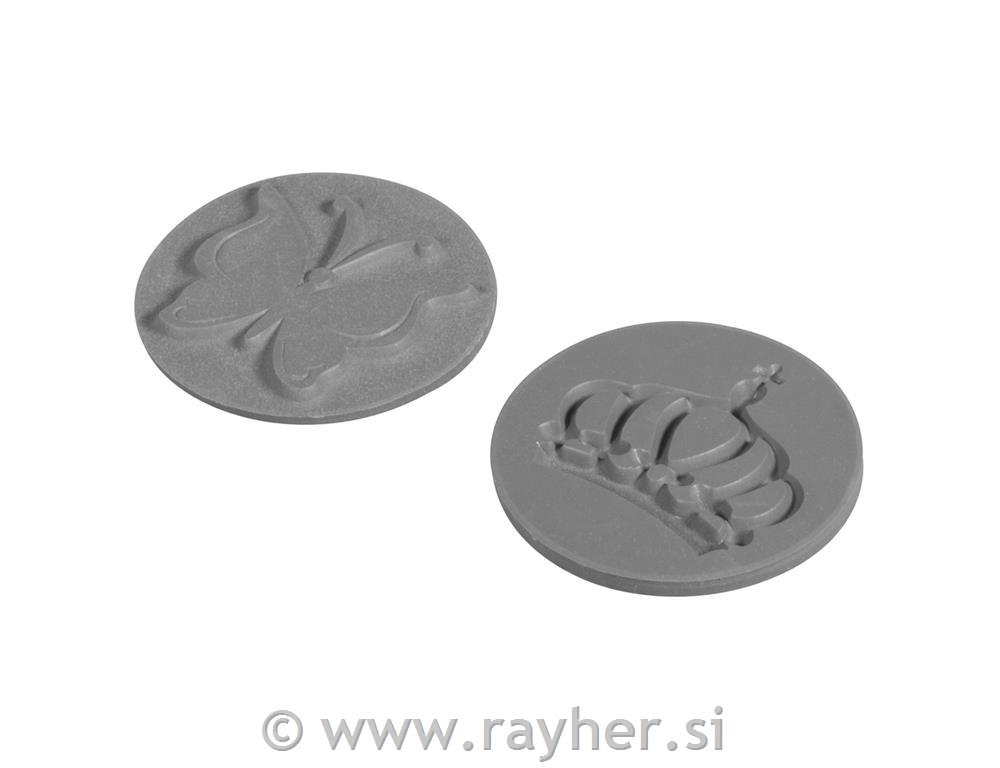 Labels, butterfly+crown, 30mm o tab-bag2pcs