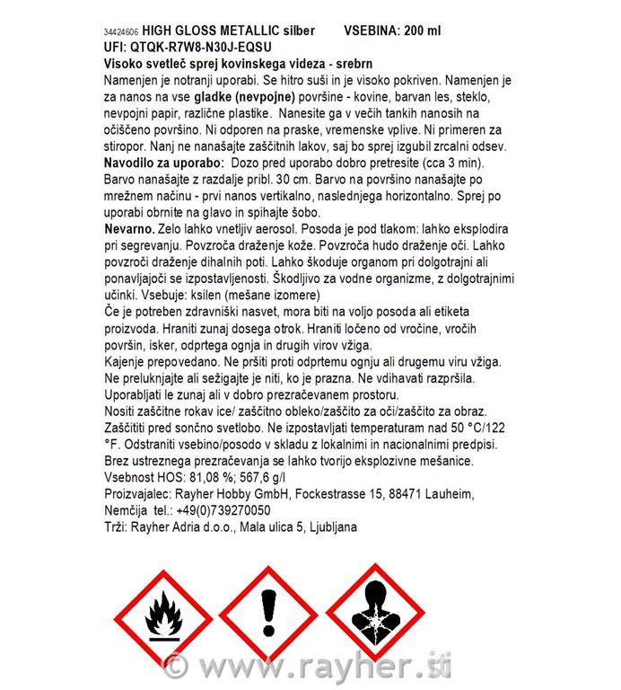 Sprej Metalni sjaj, srebrni, 200ml